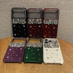Luxury Crocodile Grain Leather iPhone Case Jewelled Hard Back Protective Cover