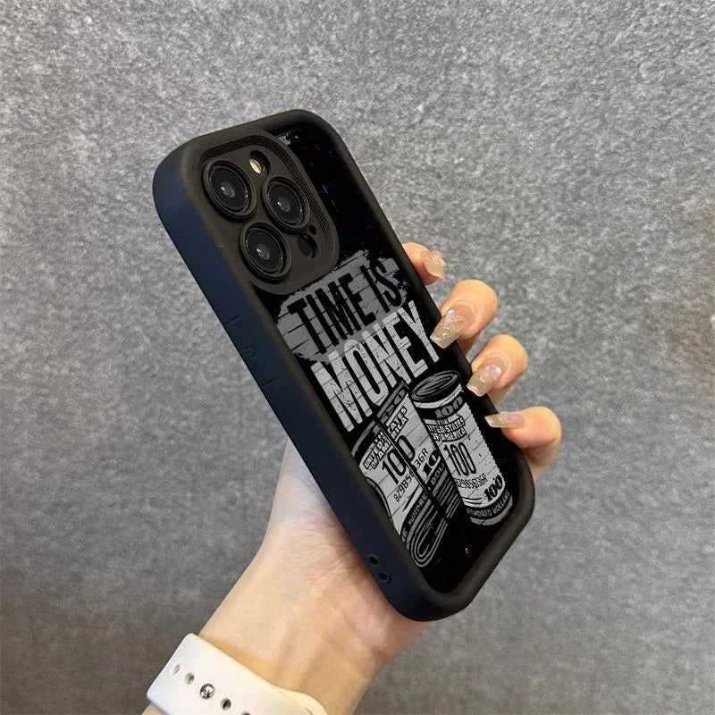 Time Is Money Printed iPhone Case Soft TPU Shockproof Motivational Cover