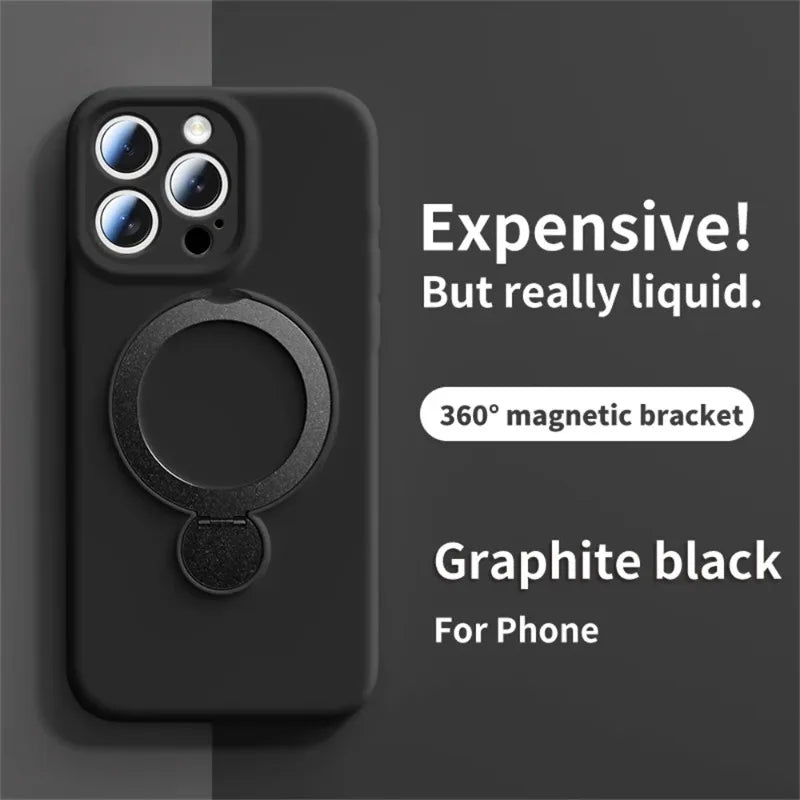 Magnetic Ring Stand iPhone Case 360° Rotating MagSafe Silicone Cover