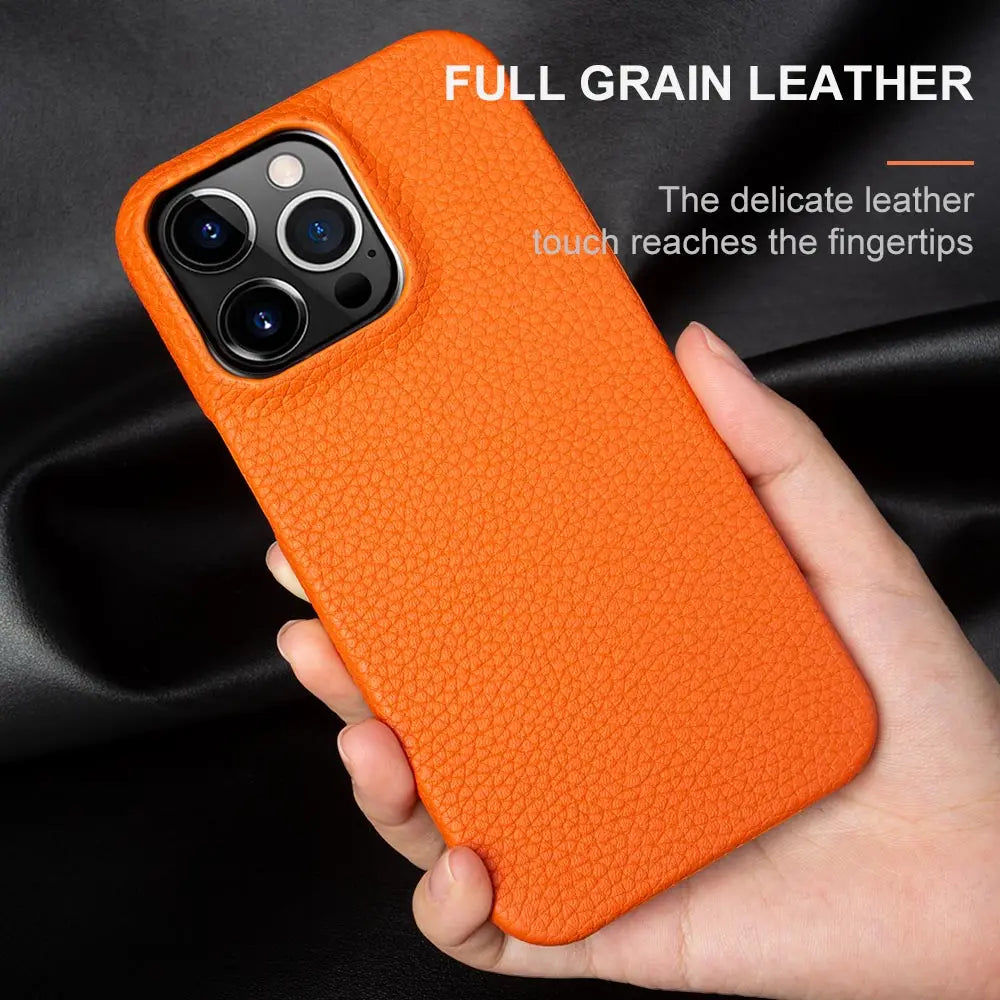 Luxury Genuine Leather iPhone Case Slim Shockproof Premium Cover