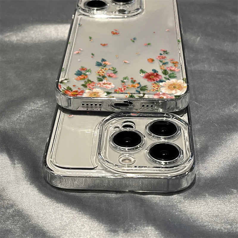 Flower Transparent iPhone Case Shockproof Silicone Soft Protective Cover
