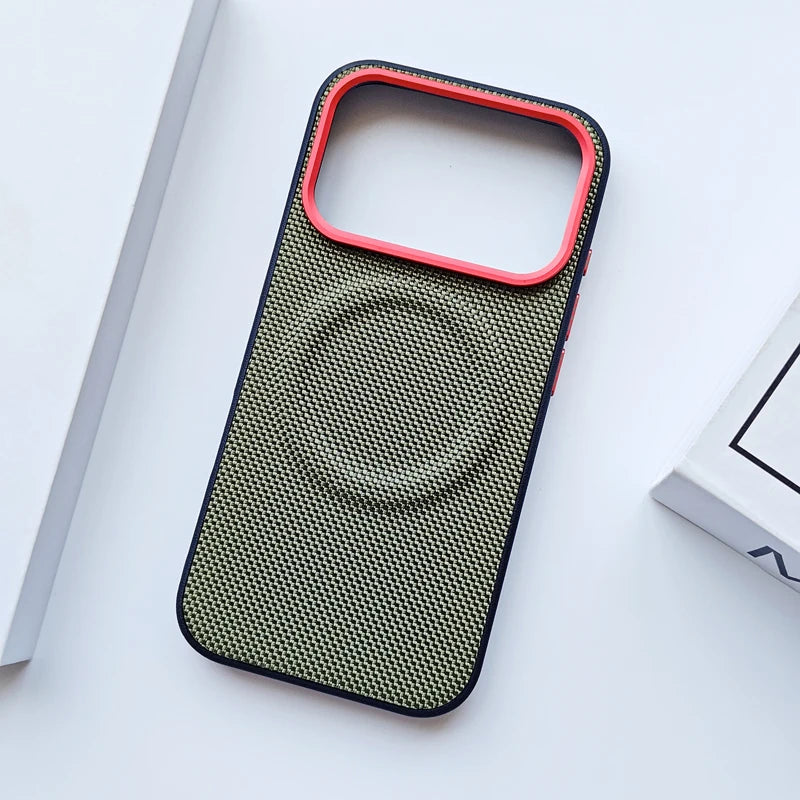 MagSafe Woven Leather iPhone Case TPU Soft Anti-Fingerprint Magnetic Cover
