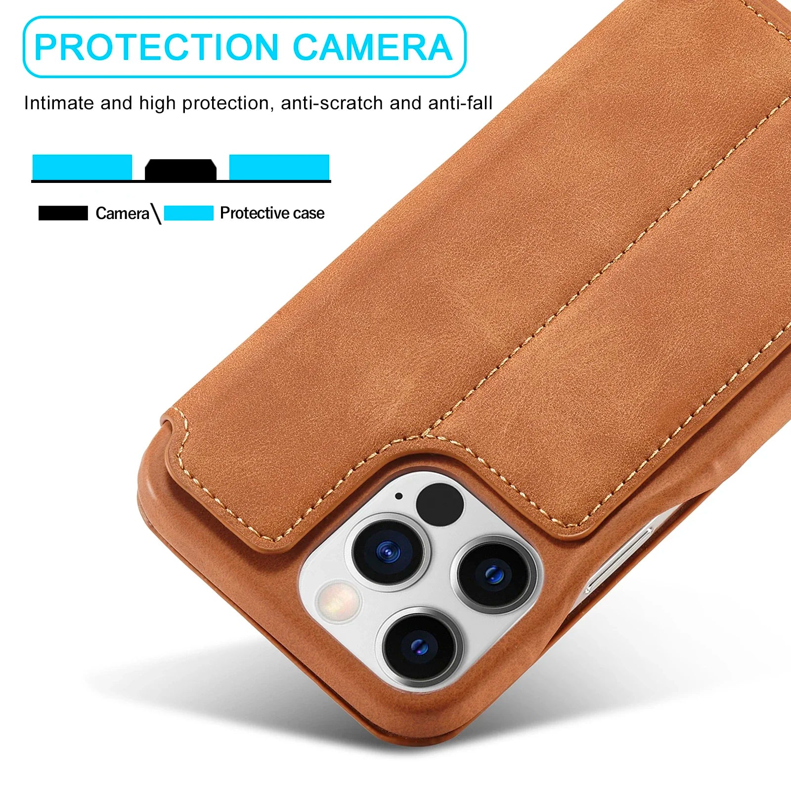 Leather Flip Wallet iPhone Case Card Holder Magnetic Book Cover
