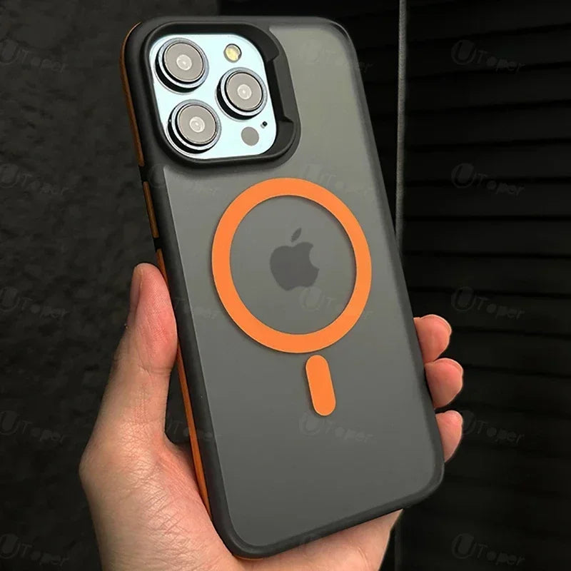Bicolor Matte Frosted MagSafe iPhone Case Translucent Shockproof Protective Cover