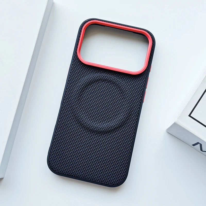 MagSafe Woven Leather iPhone Case TPU Soft Anti-Fingerprint Magnetic Cover