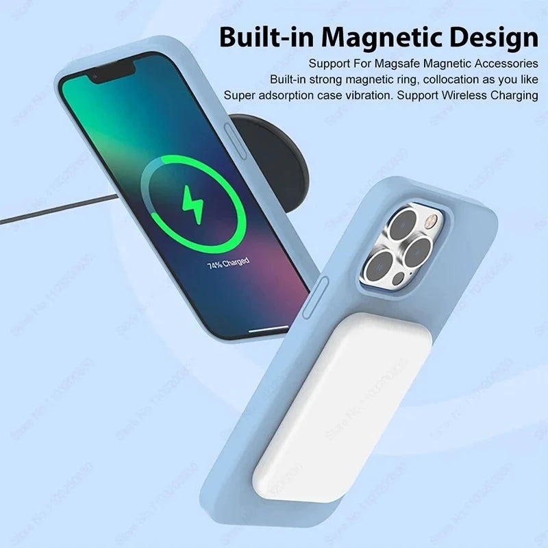 MagSafe Liquid Silicone iPhone Case Magnetic Soft Anti-Slip Protective Cover