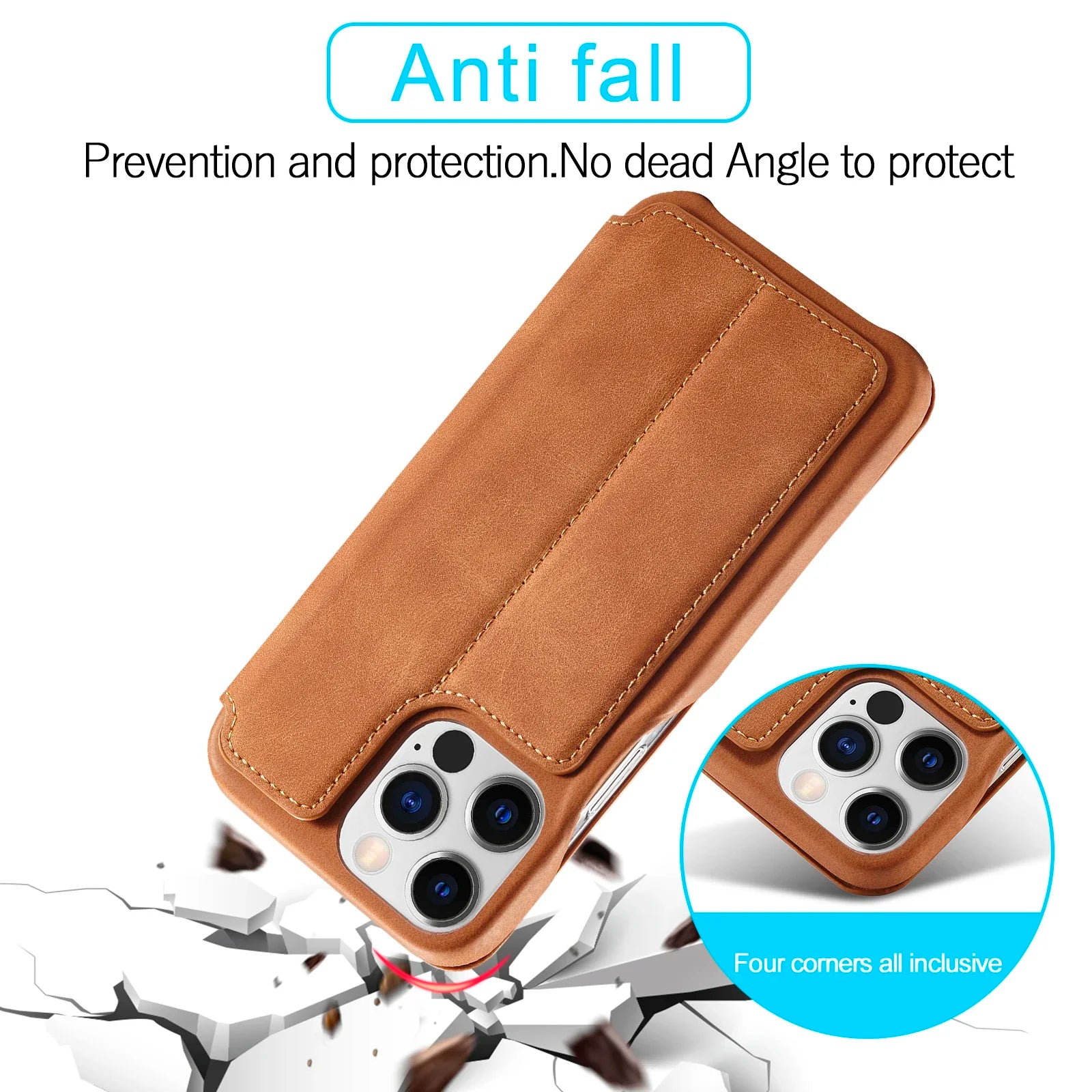 Leather Flip Wallet iPhone Case Card Holder Magnetic Book Cover
