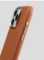 Luxury Business PU Leather Magnetic iPhone Case Metal Camera MagSafe Cover