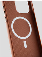 Luxury Business PU Leather Magnetic iPhone Case Metal Camera MagSafe Cover