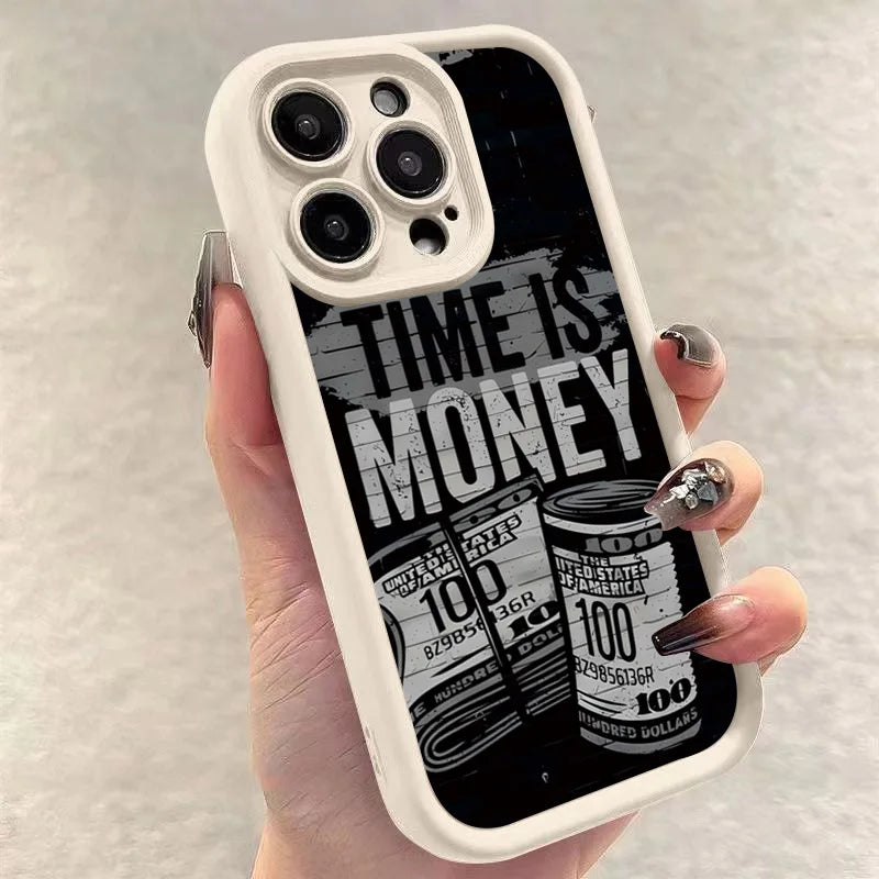 Time Is Money Printed iPhone Case Soft TPU Shockproof Motivational Cover