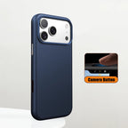 Luxury Business PU Leather Magnetic iPhone Case Metal Camera MagSafe Cover