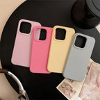 Dopamine Color Silicone iPhone Case Soft Solid Color Shockproof Cover