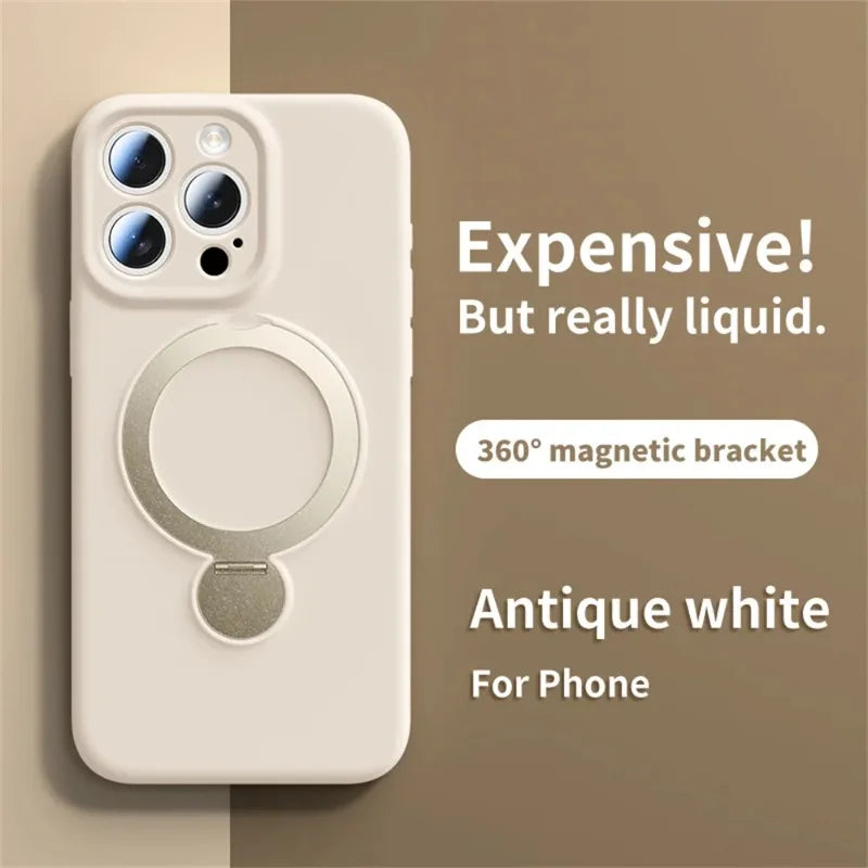 Magnetic Ring Stand iPhone Case 360° Rotating MagSafe Silicone Cover