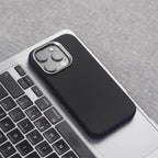 Luxury PU Leather Magnetic iPhone Case Alloy Lens Frame MagSafe Cover