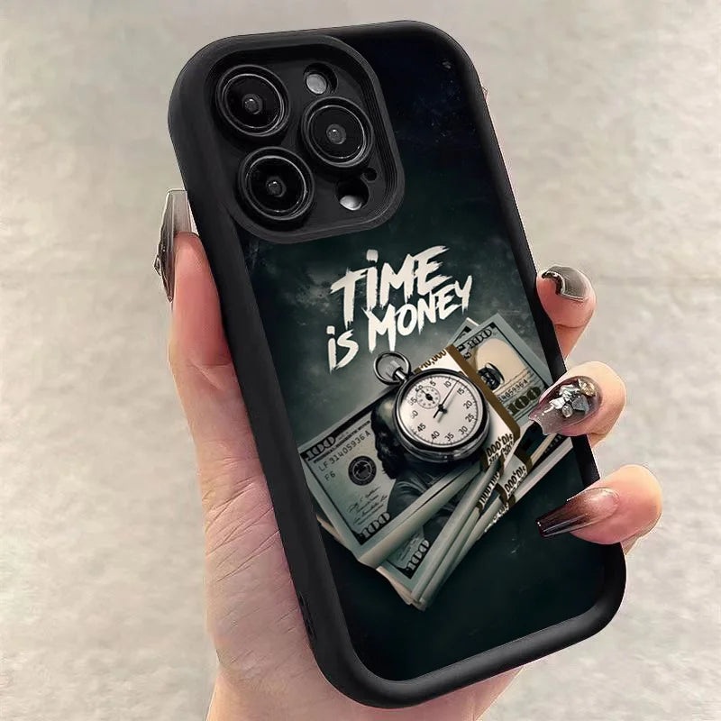 Time Is Money Printed iPhone Case Soft TPU Shockproof Motivational Cover