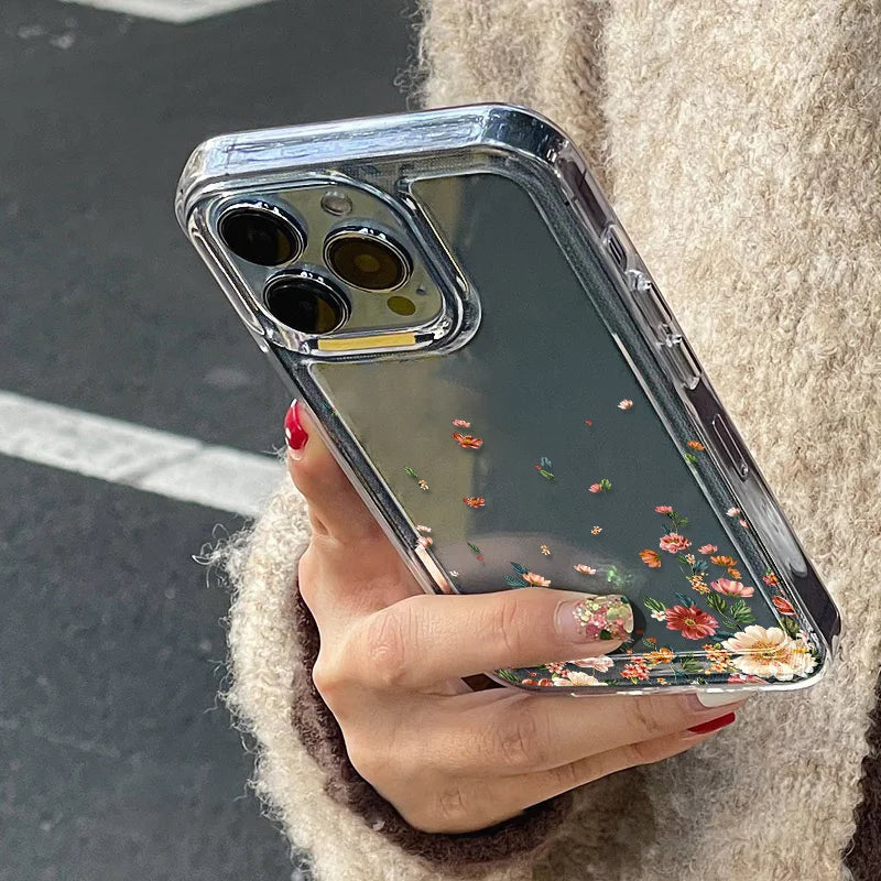 Flower Transparent iPhone Case Shockproof Silicone Soft Protective Cover