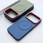 MagSafe Woven Leather iPhone Case TPU Soft Anti-Fingerprint Magnetic Cover