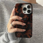 Retro Amber Leopard Print iPhone Case Laser Texture Shockproof Soft Cover