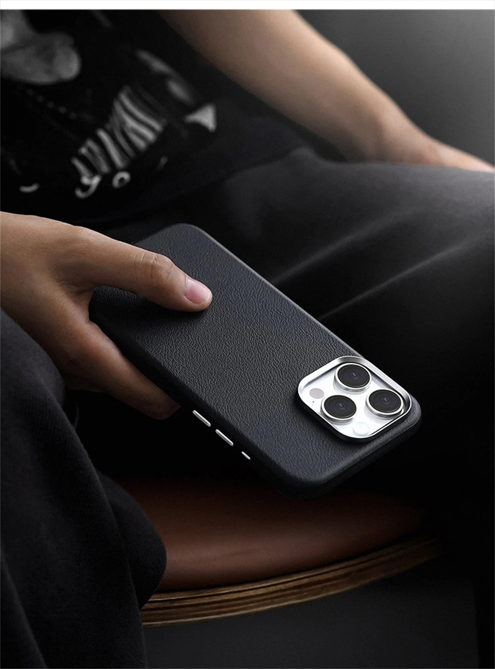 Luxury Business PU Leather Magnetic iPhone Case Metal Camera MagSafe Cover
