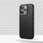 Luxury Retro Leather MagSafe iPhone Case Business Magnetic Alloy Lens Cover