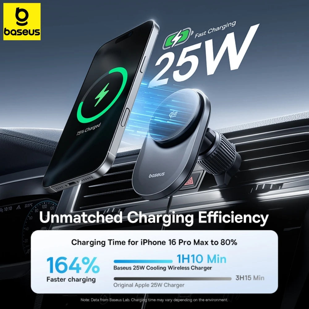 Baseus Magnetic Wireless Car Charger 25W Fast Charging Phone Holder with Cooling Fan Secondary image