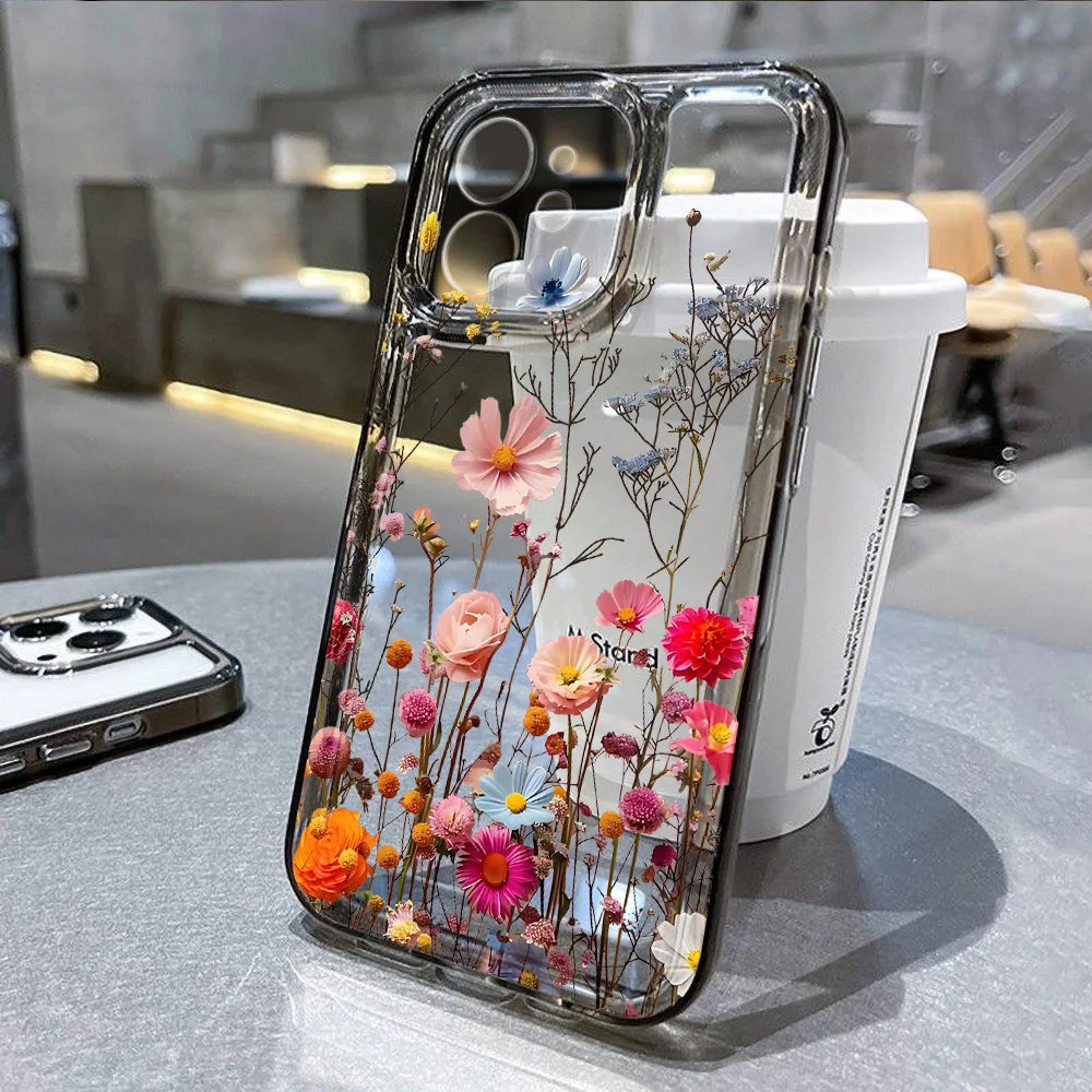 Flower Transparent iPhone Case Shockproof Silicone Soft Protective Cover