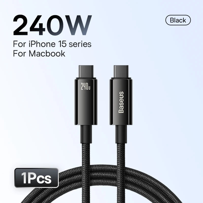 240W USB-C to USB-C Cable PD 3.1 Fast Charging Nylon Braided Data Cable Main image