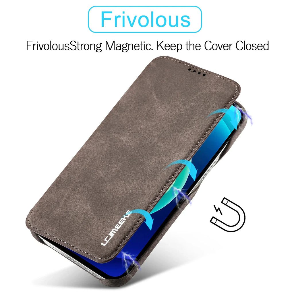 Leather Flip Wallet iPhone Case Card Holder Magnetic Book Cover