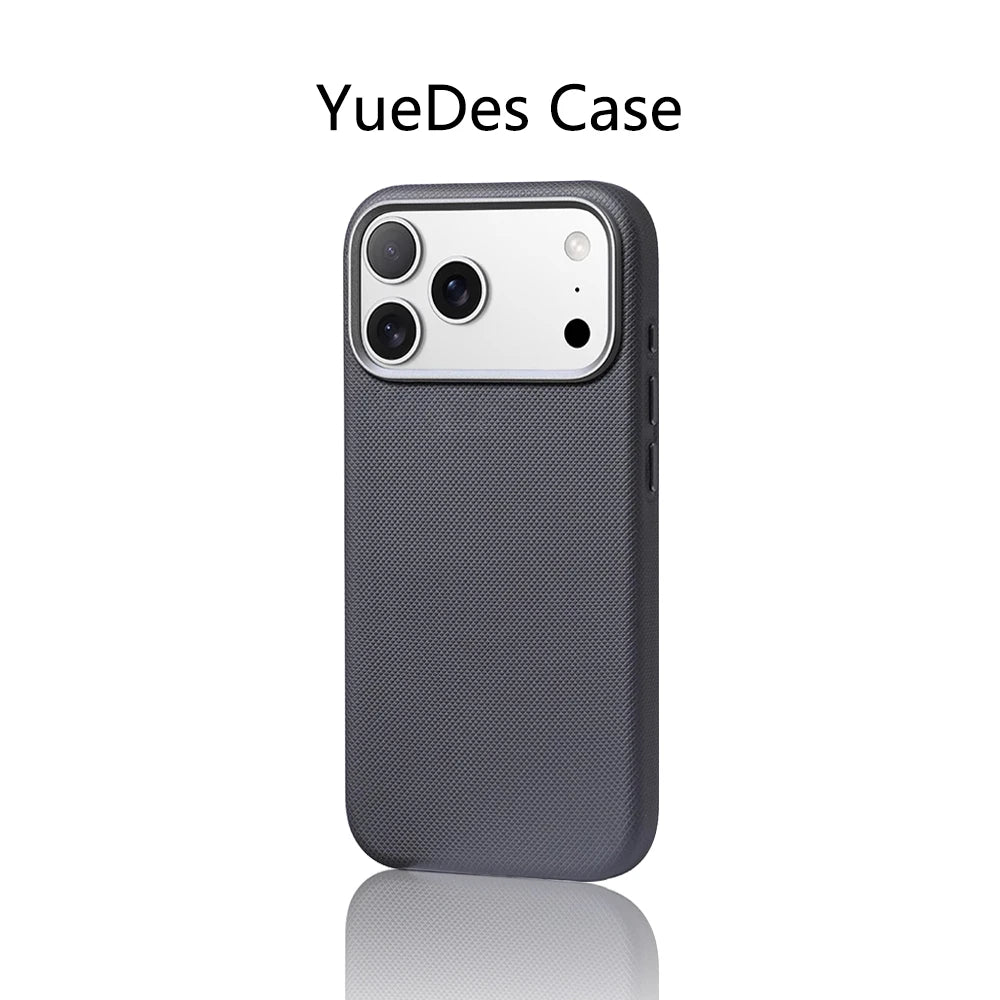 Luxury Diamond Texture MagSafe Leather iPhone Case Alloy Lens Protective Cover