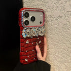 Luxury Crocodile Grain Leather iPhone Case Jewelled Hard Back Protective Cover
