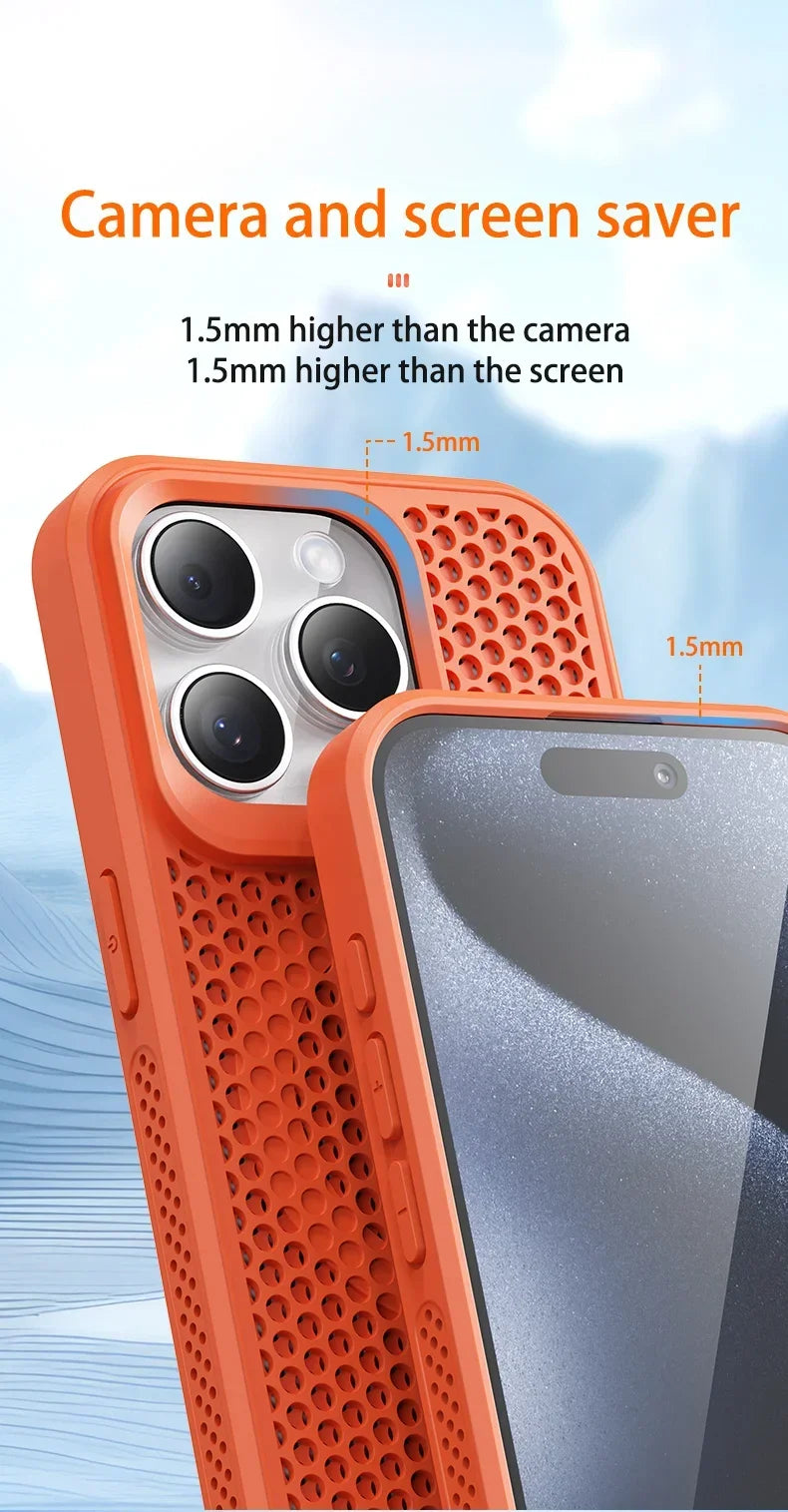 MagSafe Cooling Mesh iPhone Case Heat Dissipation Breathable Shockproof Cover