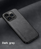Luxury Leather iPhone Case with Metal Plate Magnetic Car Mount Support Cover