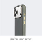 Luxury Diamond Texture MagSafe Leather iPhone Case Alloy Lens Protective Cover