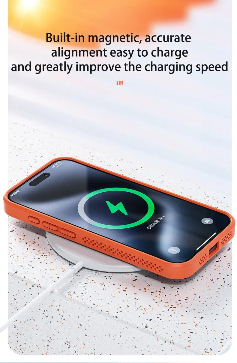 MagSafe Cooling Mesh iPhone Case Heat Dissipation Breathable Shockproof Cover
