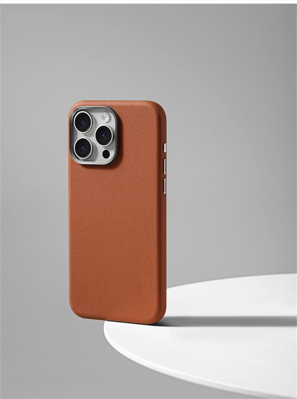 Luxury Business PU Leather Magnetic iPhone Case Metal Camera MagSafe Cover
