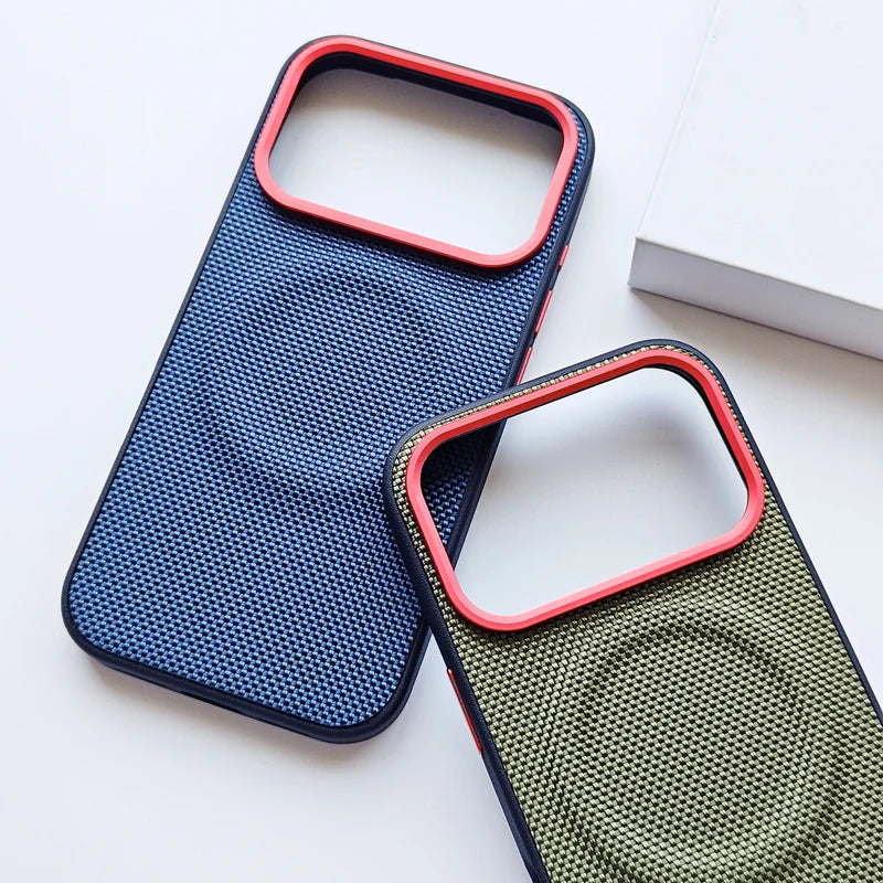 MagSafe Woven Leather iPhone Case TPU Soft Anti-Fingerprint Magnetic Cover Main image