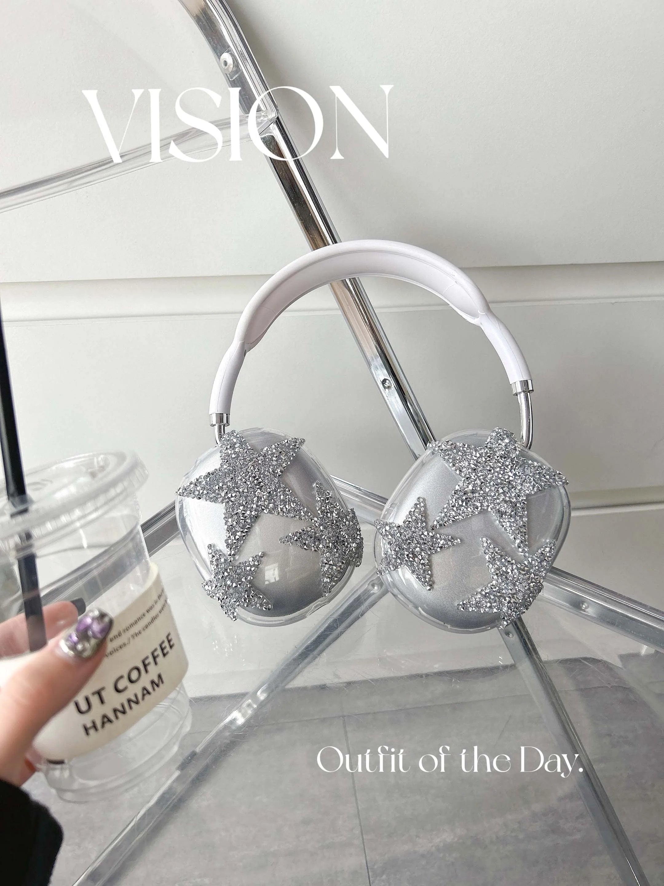Cute Bling Star AirPods Max Case Soft Silicone Cartoon Protective Cover