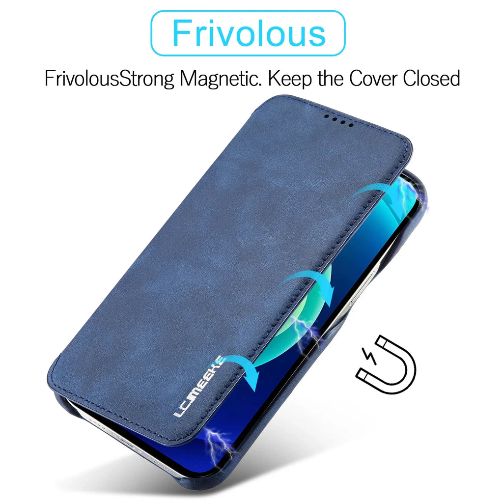 Leather Flip Wallet iPhone Case Card Holder Magnetic Book Cover