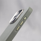 Luxury PU Leather Magnetic iPhone Case Alloy Lens Frame MagSafe Cover