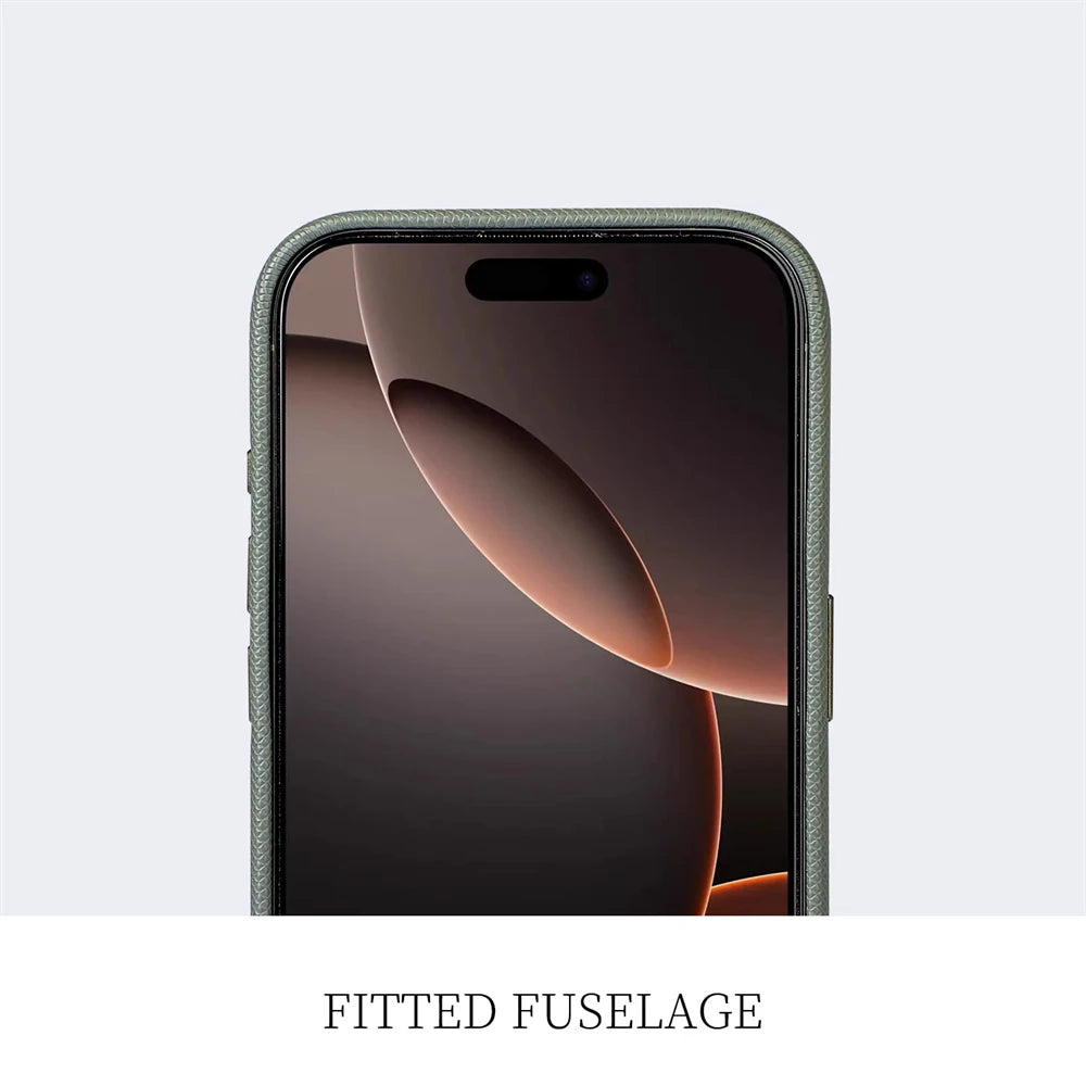 Luxury Diamond Texture MagSafe Leather iPhone Case Alloy Lens Protective Cover