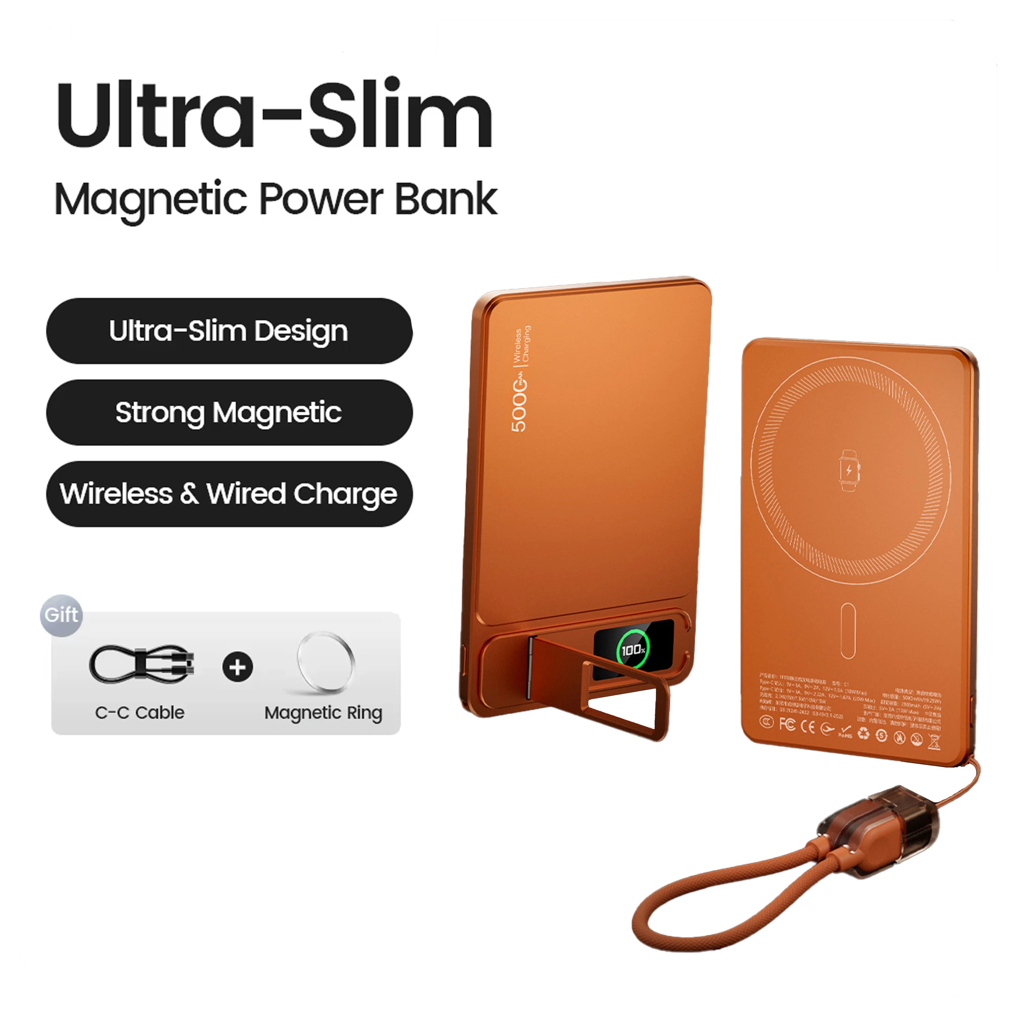 Magnetic Wireless Power Bank 10000mAh 20W Fast Charging Slim MagSafe Portable
