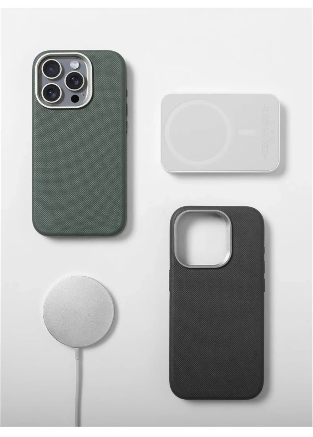 Luxury PU Leather Magnetic iPhone Case Alloy Lens Frame MagSafe Cover