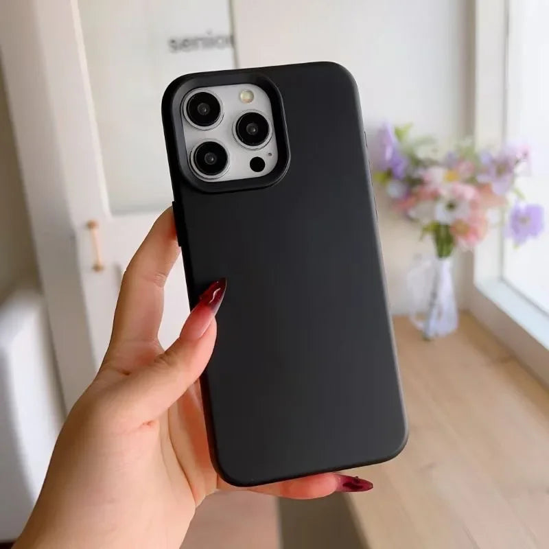 Dopamine Color Silicone iPhone Case Soft Solid Color Shockproof Cover