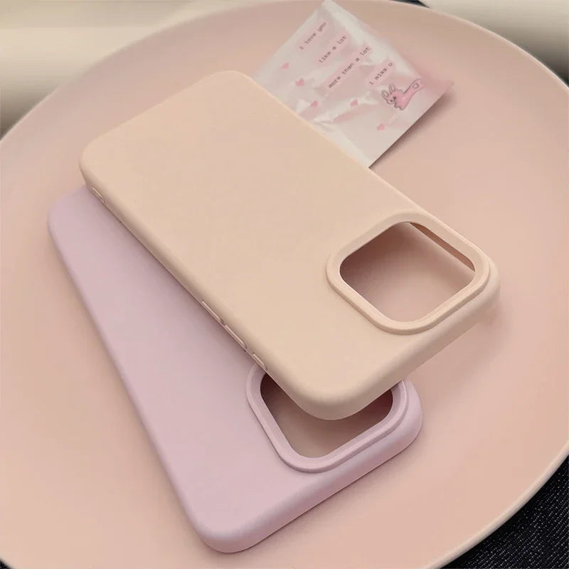 Dopamine Color Silicone iPhone Case Soft Solid Color Shockproof Cover