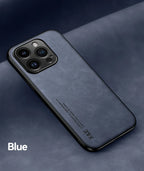 Luxury Leather iPhone Case with Metal Plate Magnetic Car Mount Support Cover