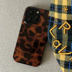 Retro Amber Leopard Print iPhone Case Laser Texture Shockproof Soft Cover