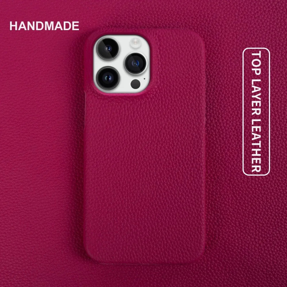 Luxury Genuine Leather iPhone Case Slim Shockproof Premium Cover