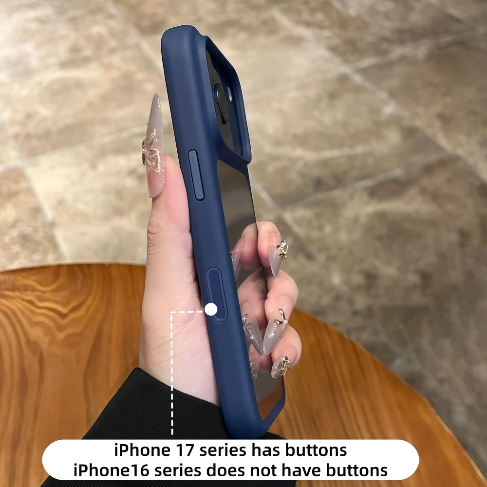 Crystal Clear iPhone Case with Camera Touch Button Shockproof Protective Cover