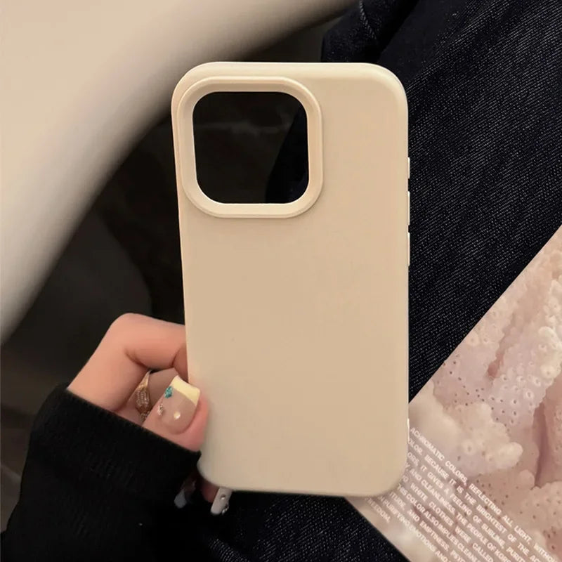 Dopamine Color Silicone iPhone Case Soft Solid Color Shockproof Cover