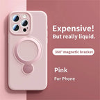 Magnetic Ring Stand iPhone Case 360° Rotating MagSafe Silicone Cover